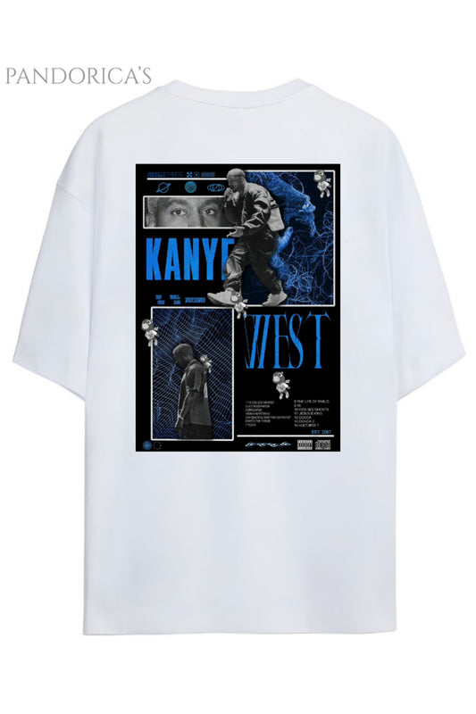 Pandorica's Kanye West Tasarımı Sırt Baskılı Unisex Pamuklu T-shirt