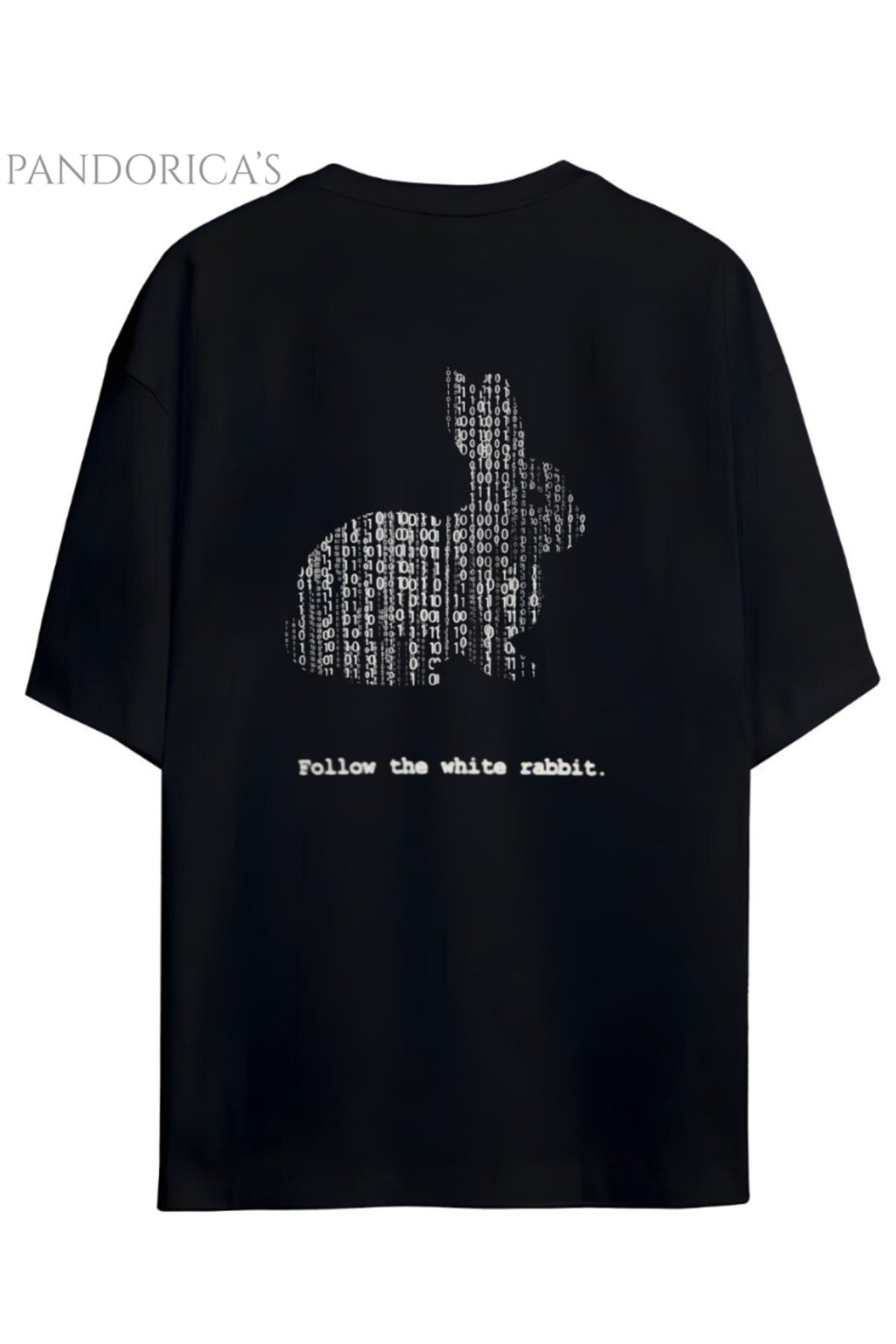 Siyah Pandorica's The Matrix Tasarımı Sırt Ve Göğüs Baskılı Unisex Pamuklu T-Shirt - 1