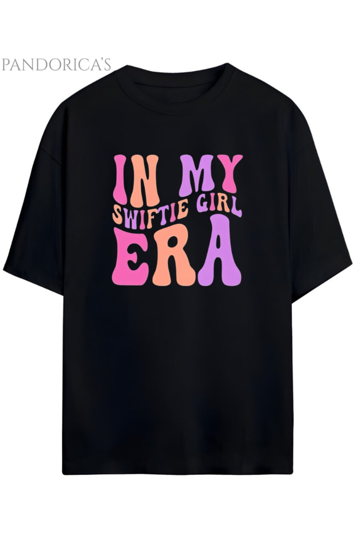 Siyah Pandorica's Taylor Swift Tasarımı " In My Swiftie Girl Era" Yazılı Baskılı Unisex Pamuklu T-Shirt - 29