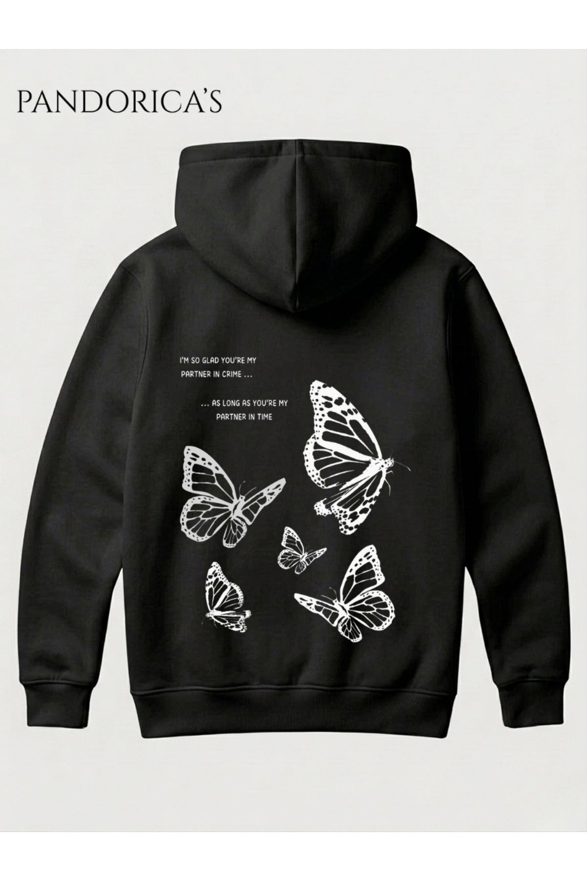 Life Is Strange "Partners In Crime, Partners In Time" Replik Tasarımı Yazılı Sırt Ve Ön Baskılı Unisex Kapüşonlu Pamuklu Sweatshirt Hoodie