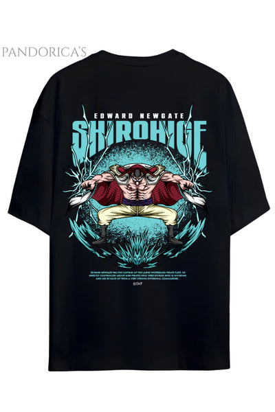 ONE PIECE ÖZEL TASARIM SERİSİ "EDWARD NEWGATE SHIROHIGE" SIRT BASKILI YAZILI UNISEX PAMUKLU TİŞÖRT