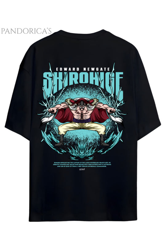 ONE PIECE ÖZEL TASARIM SERİSİ "EDWARD NEWGATE SHIROHIGE" SIRT BASKILI YAZILI UNISEX PAMUKLU TİŞÖRT