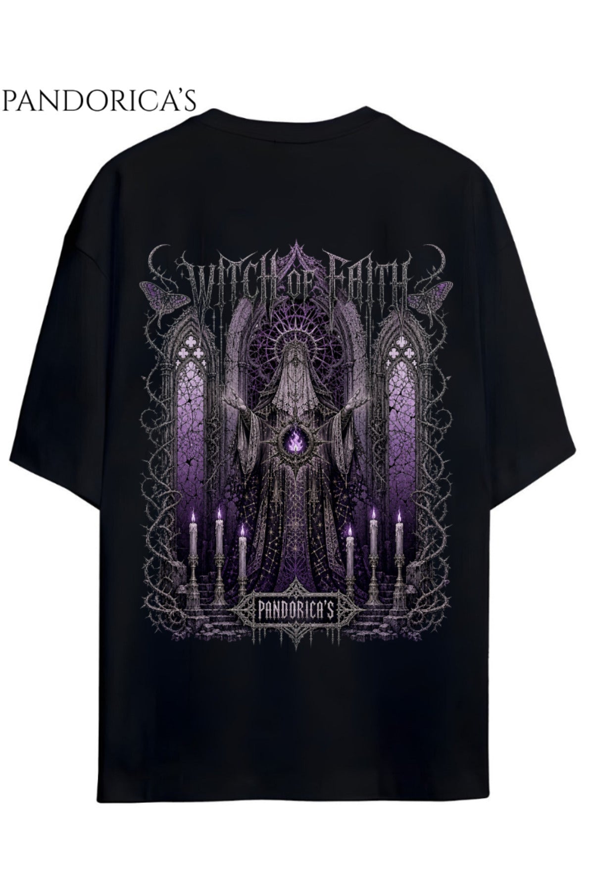 Siyah Dark Souls Özel Tasarım Serisi "Witch Of Faith" Yazılı Sırt Baskılı Unisex Pamuklu Tişört - 48