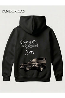 SUPERNATURAL Tasarım Serisi SAM & DEAN WINCHESTER Yazılı SIRT ve ÖN Baskılı Unisex Kapüşonlu Pamuklu Sweatshirt Hoodie
