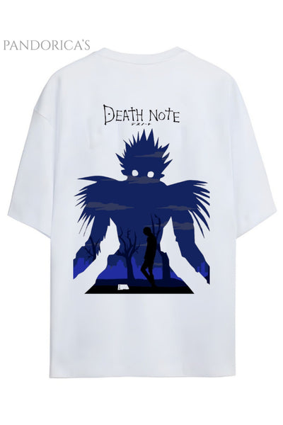 DEATH NOTE ANİME TASARIM SERİSİ RYUK VE KİRA SIRT BASKILI YAZILI UNISEX PAMUKLU TİŞÖRT
