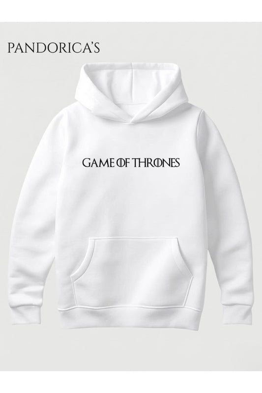 Game Of Thrones Tasarımı Yazılı Baskılı Unisex Kapüşonlu Pamuklu Sweatshirt (Hoodie)