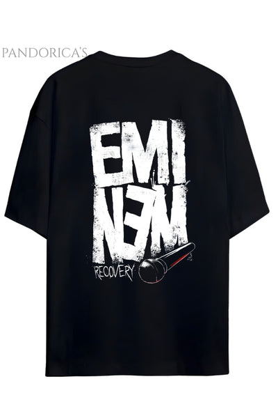 EMINEM RECOVERY TASARIMI SIRT BASKILI YAZILI PAMUKLU UNISEX TİŞÖRT