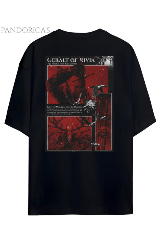 Pandorica's THE WITCHER Tasarımı Sırt Baskılı Unisex Pamuklu T-shirt
