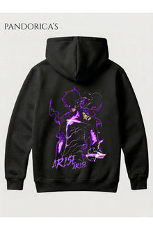 SOLO LEVELING ANİME SUNG JINWOO Tasarımı"ARISE" Yazılı SIRT Baskılı Unisex Kapüşonlu Pamuklu Sweatshirt Hoodie
