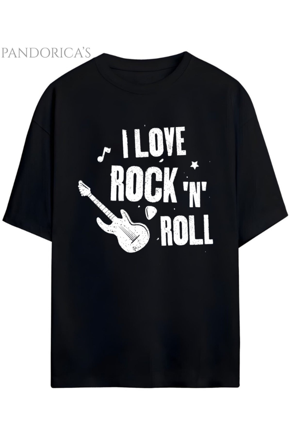 Siyahsiyah Pandorica's Rock Tasarım Serisi Yazılı Baskılı Unisex Relaxed Kalıp Pamuklu T-Shirt - 133