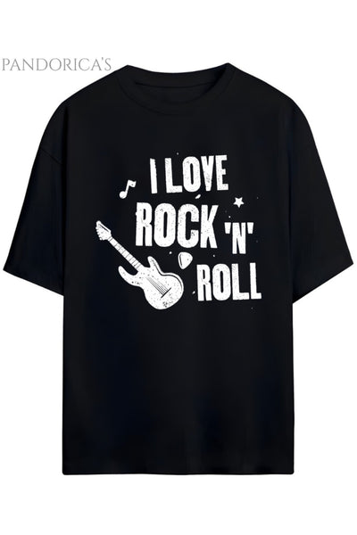 Pandorica's ROCK TASARIM SERİSİ Yazılı Baskılı Unisex Relaxed Kalıp Pamuklu T-shirt