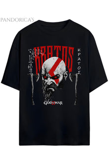 GOD OF WAR Tasarım Serisi KRATOS Baskılı Unisex Pamuklu Relaxed Kalıp Gamer T-shirt