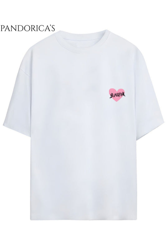BLACKPINK Tasarım Serisi Yazılı Sırt Ve Göğüs Baskılı Unisex Relaxed Kalıp Tişört