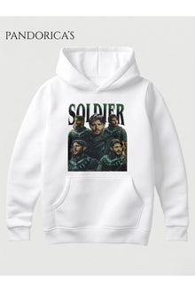 THE BOYS "SOLDIER BOY" Tasarımı Yazılı Vintage Retro Kolaj Baskılı Unisex Kapüşonlu Pamuklu Sweatshirt Hoodie
