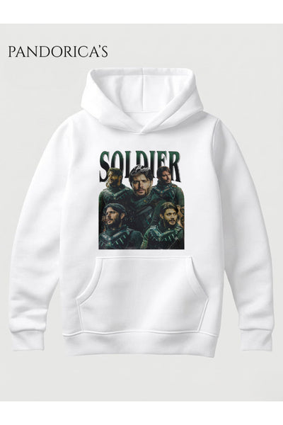 THE BOYS "SOLDIER BOY" Tasarımı Yazılı Vintage Retro Kolaj Baskılı Unisex Kapüşonlu Pamuklu Sweatshirt Hoodie