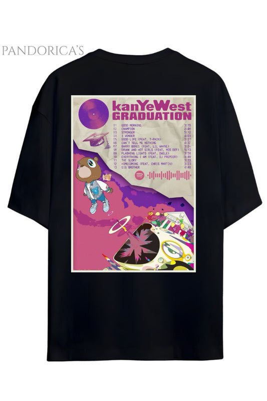 Pandorica's Kanye West Tasarımı Sırt Baskılı Unisex Pamuklu T-shirt
