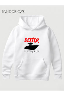 DEXTER "SLICE OF LIFE" Tasarımı Yazılı Baskılı Unisex Kapüşonlu Pamuklu Sweatshirt Hoodie
