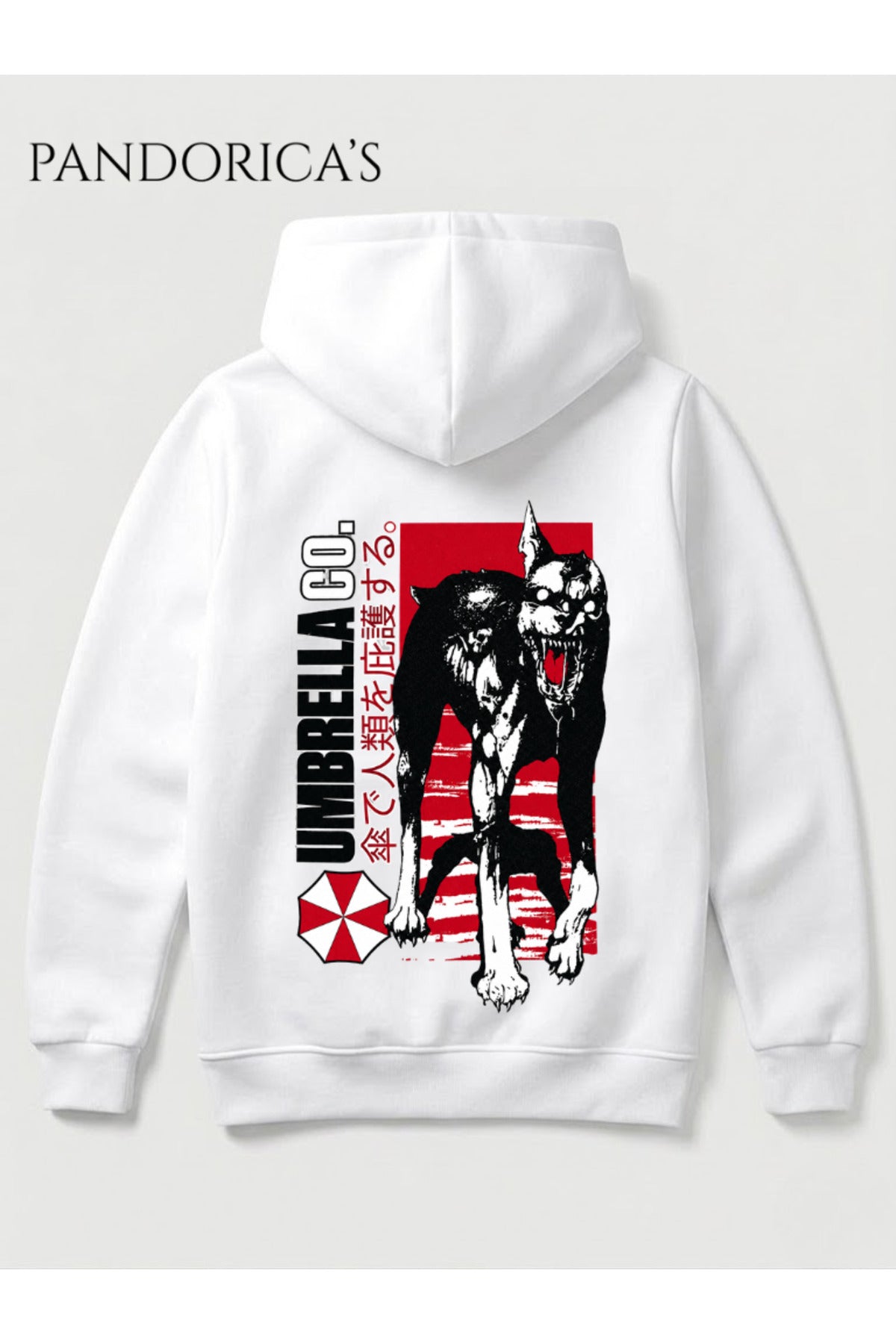 Resident Evil "Umbrella Corporation Zombi Köpek" Tasarımı Yazılı Sırt Baskılı Unisex Kapüşonlu Pamuklu Gamer Sweatshirt Hoodie