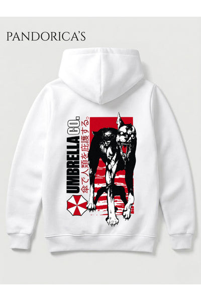 RESIDENT EVIL "Umbrella Corporation Zombi Köpek" Tasarımı Yazılı SIRT Baskılı Unisex Kapüşonlu Pamuklu Gamer Sweatshirt Hoodie