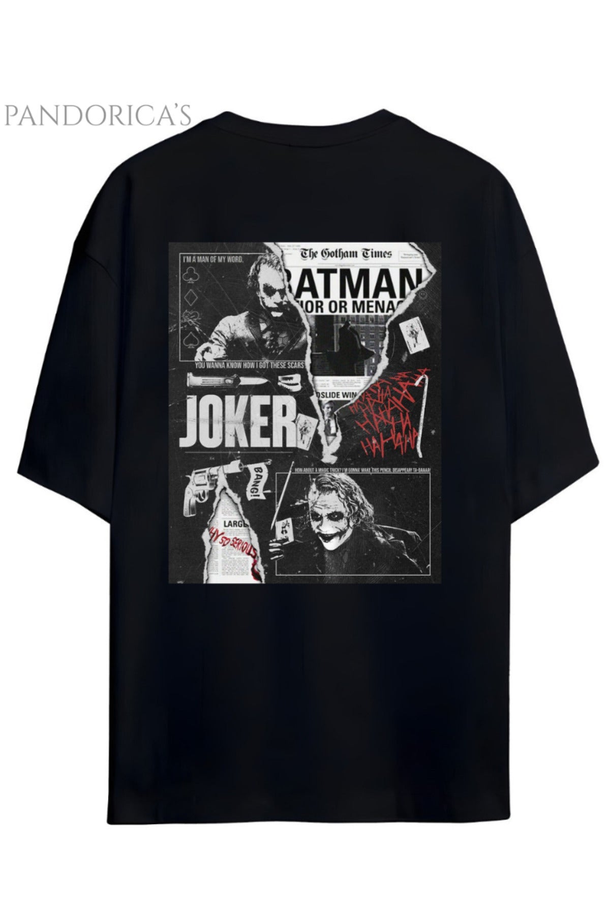 Pandorica's Joker Tasarımı Sırt Ve Göğüs Baskılı "Smile" Yazılı Unisex Pamuklu T-Shirt