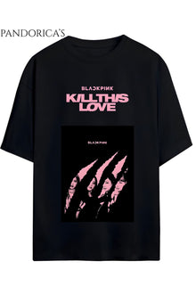BLACKPINK Tasarım Serisi "KILL THIS LOVE" Yazılı Baskılı Unisex Relaxed Kalıp Tişört