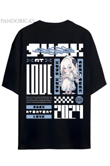 Streetwear Tasarımları Japanese Style "Suck At Love" Yazılı Sırt Baskılı Pamuklu Unisex Tişört