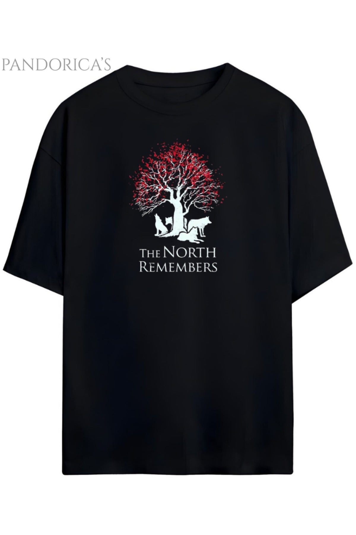 Pandorica's Game Of Thrones -The North Remembers-Tasarımı Ön Ve Ense Baskılı Unisex Pamuklu T-Shirt