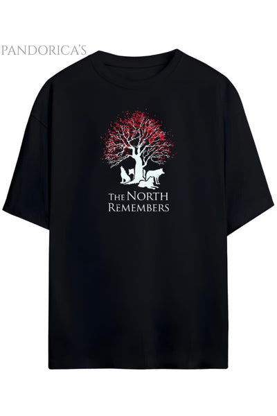 Pandorica's Game Of Thrones -The North Remembers-Tasarımı Ön ve Ense Baskılı Unisex Pamuklu T-shirt
