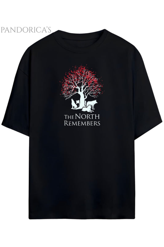 Pandorica's Game Of Thrones -The North Remembers-Tasarımı Ön ve Ense Baskılı Unisex Pamuklu T-shirt