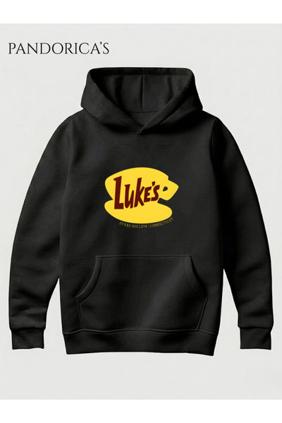 GILMORE GIRLS İkonik "LUKE'S" Tasarımı Yazılı Baskılı Unisex Kapüşonlu Pamuklu Sweatshirt Hoodie