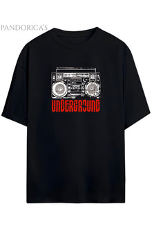 Pandorica's ROCK Tasarım Serisi "UNDERGROUND" Yazılı Retro Müzikçalar Baskılı Unisex Pamuklu T-shirt