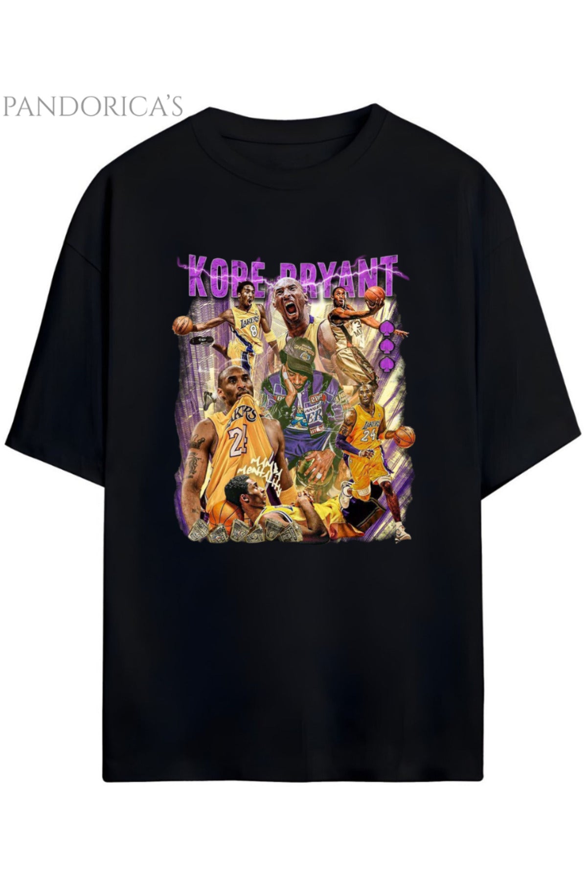 Pandorica's Kobe Bryant Tasarımı Baskılı Unisex Pamuklu T-Shirt