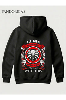 THE WITCHER Tasarımı "ALL MEN ARE CREATED EQUAL BUT ONLY THE BEST BECOME WITCHERs" Yazılı SIRT Baskılı Unisex Kapüşonlu Pamuklu Gamer Sweatshirt Hoodie