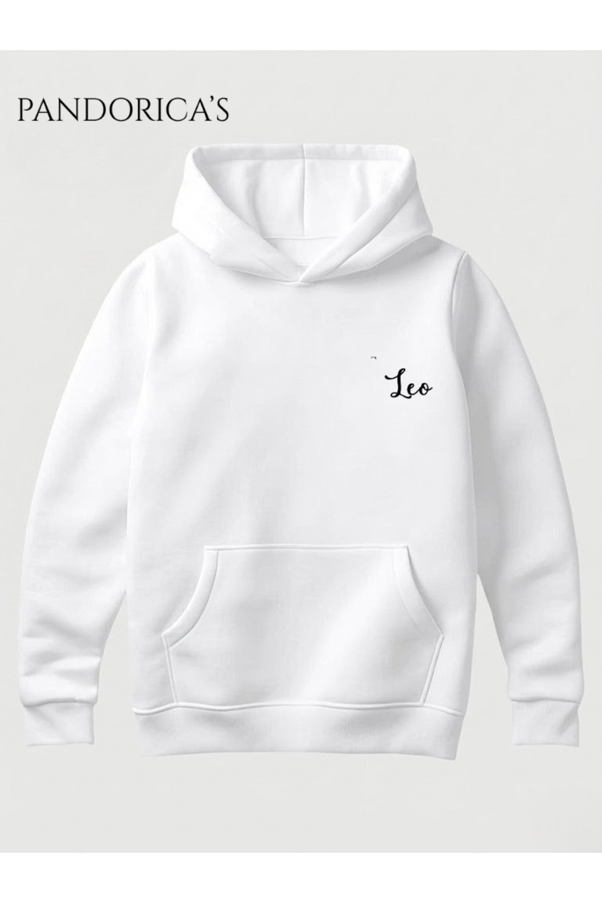 Aslan Burcu Zodiac Takımyıldız Sırt Ve Göğüs Baskılı Kapüşonlu Pamuklu Sweatshirt – Leo (Hoodie)