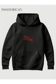 SOLO LEVELING ANİME Minimal Tasarımı Yazılı Baskılı Unisex Kapüşonlu Pamuklu Sweatshirt Hoodie