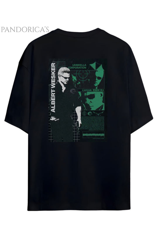 Pandorica's Resident Evil Tasarimi Albert Wesker Sırt Baskılı Unisex Pamuklu T-shirt