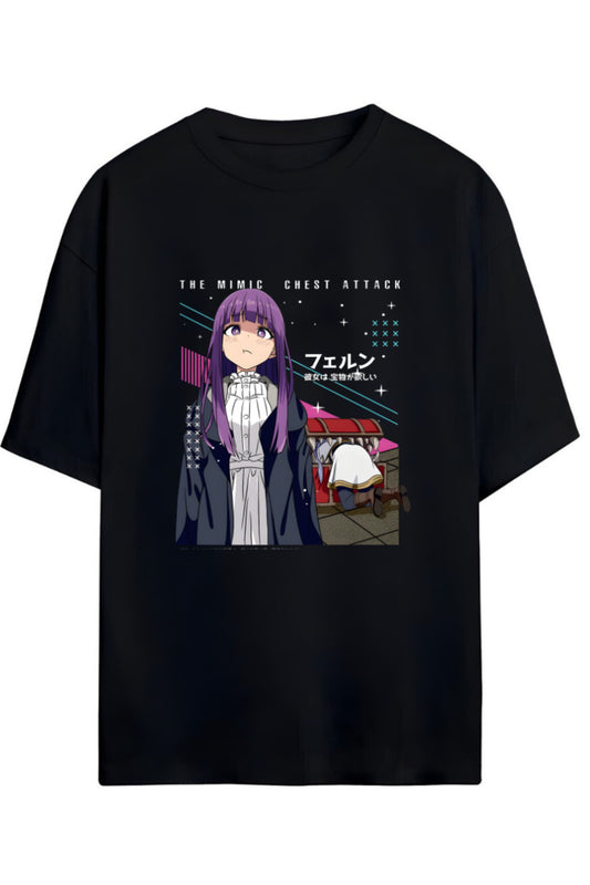 Frieren: Beyond Journey's End (Sousou no Frieren) Friern&Fern Yazılı Baskılı Pamuklu Unisex Tişört