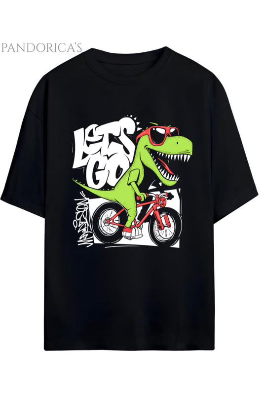DİNO Tasarım Serisi Rider Motorcu Dino "ROARR" Yazılı Dinazor Baskılı Pamuklu Unisex Tişört