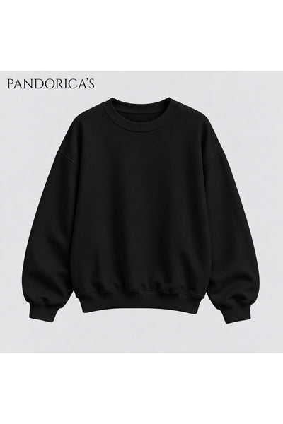 Unisex Düz Baskısız Bisiklet Yaka 3 İplik Şardonlu Pamuklu Relaxed Sweatshirt Kışlık