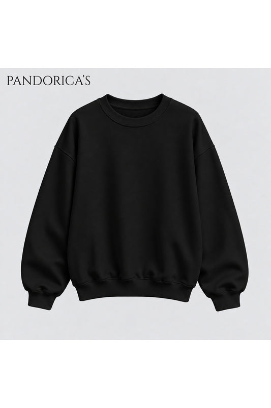 Unisex Düz Baskısız Bisiklet Yaka 3 İplik Şardonlu Pamuklu Relaxed Sweatshirt Kışlık