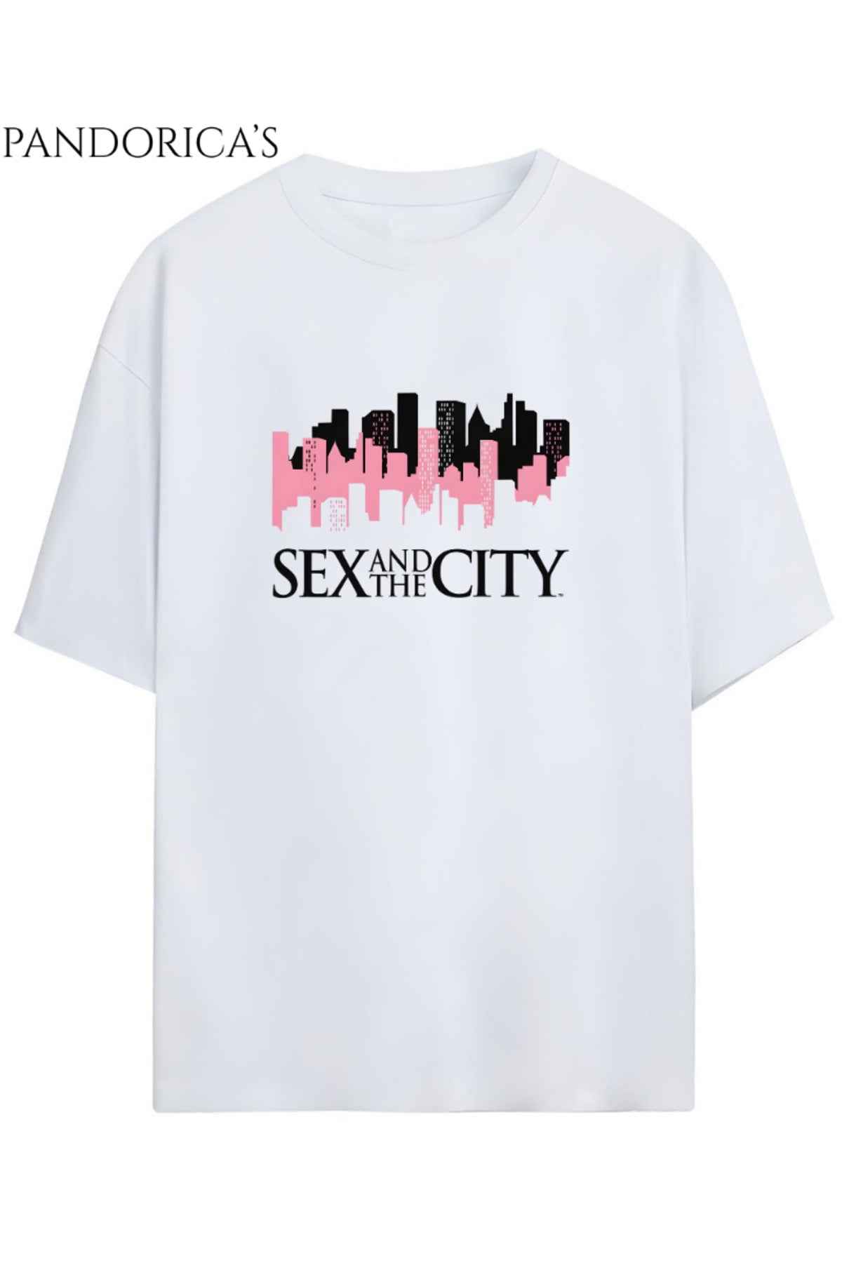 Beyaz Sex And The City Tasarım Serisi Yazılı Baskılı Relaxed Kalıp Pamuklu Tişört - 1