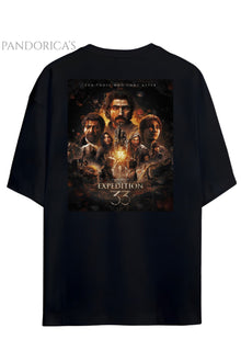 Pandorica's Expedition 33 Clair Obscure Sırt ve Ön Tasarım Baskılı Unisex Pamuklu T-shirt