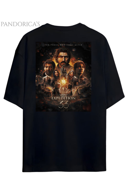 Pandorica's Expedition 33 Clair Obscure Sırt ve Ön Tasarım Baskılı Unisex Pamuklu T-shirt