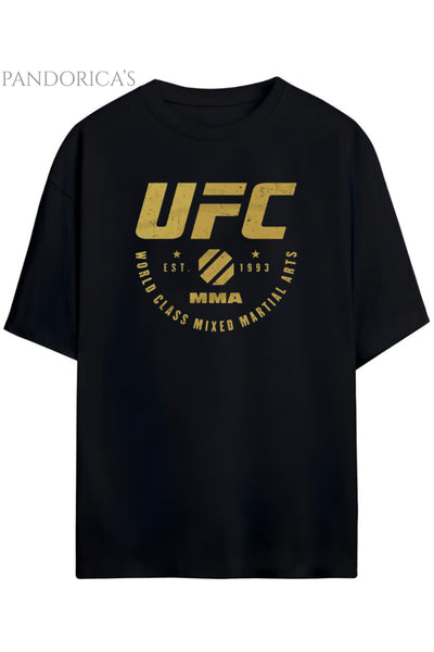 Pandorica's UFC Tasarımı MMA Yazılı Baskılı Unisex Pamuklu T-shirt