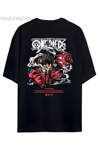 ONE PIECE ÖZEL TASARIM SERİSİ "SNAKEMAN" SIRT BASKILI YAZILI UNISEX PAMUKLU TİŞÖRT