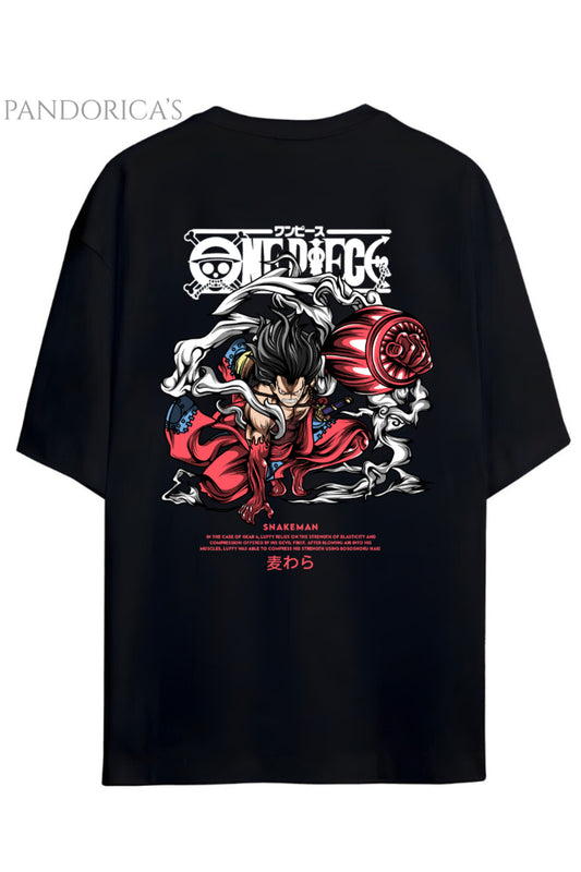 ONE PIECE ÖZEL TASARIM SERİSİ "SNAKEMAN" SIRT BASKILI YAZILI UNISEX PAMUKLU TİŞÖRT