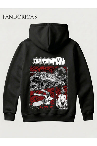 CHAINSAW MAN Anime Manga Tasarım Serisi Yazılı SIRT Baskılı Unisex Kapüşonlu Pamuklu Sweatshirt Hoodie