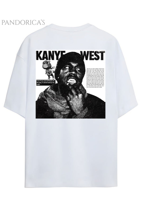 Pandorica's Kanye West Tasarımı Sırt Baskılı Unisex Pamuklu T-shirt