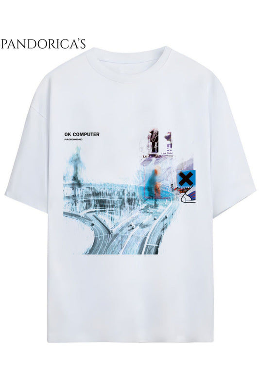 RADIOHEAD Tasarımı Yazılı Sırt Baskılı Unisex Pamuklu Relaxed Kalıp Tişört