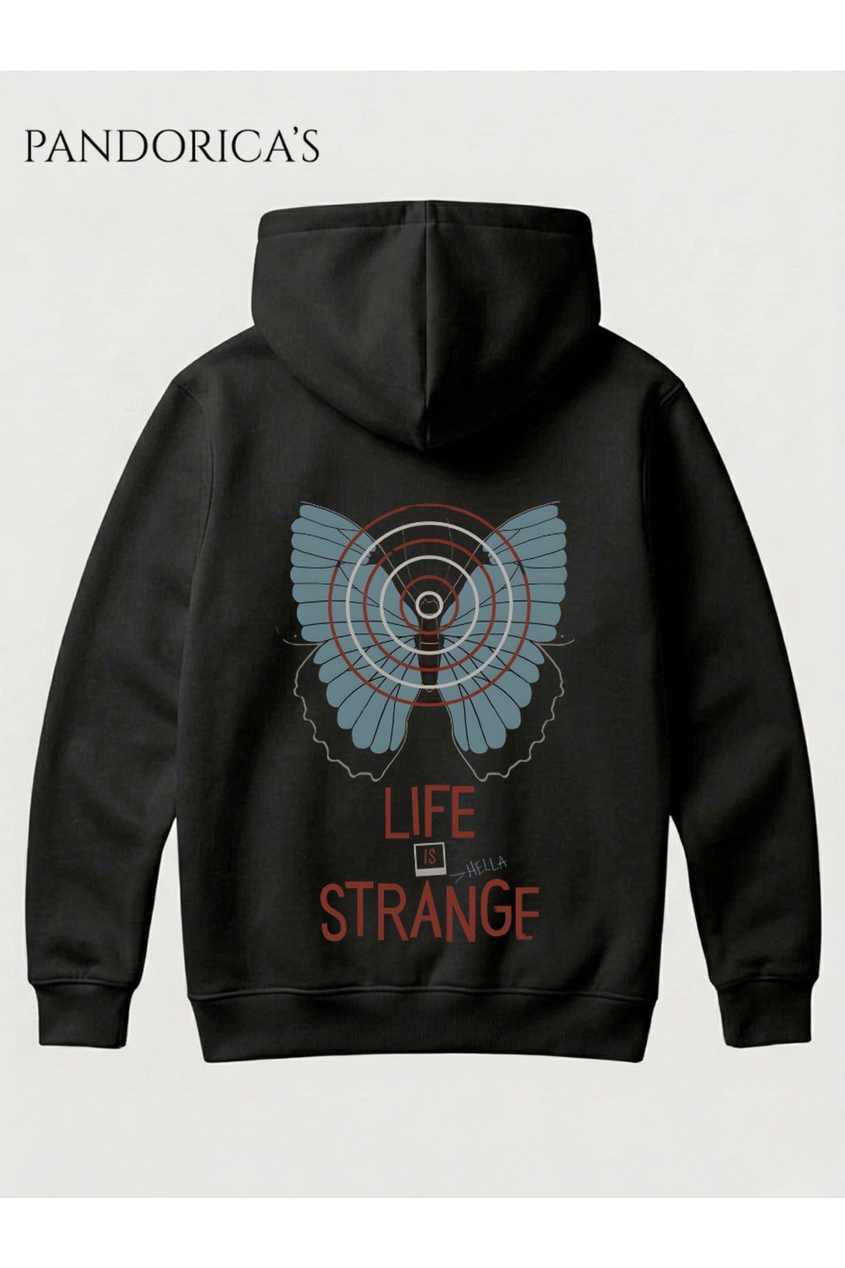 Siyah Life Is Strange Tasarımı Yazılı Sırt Baskılı Unisex Kapüşonlu Pamuklu Sweatshirt Hoodie - 213